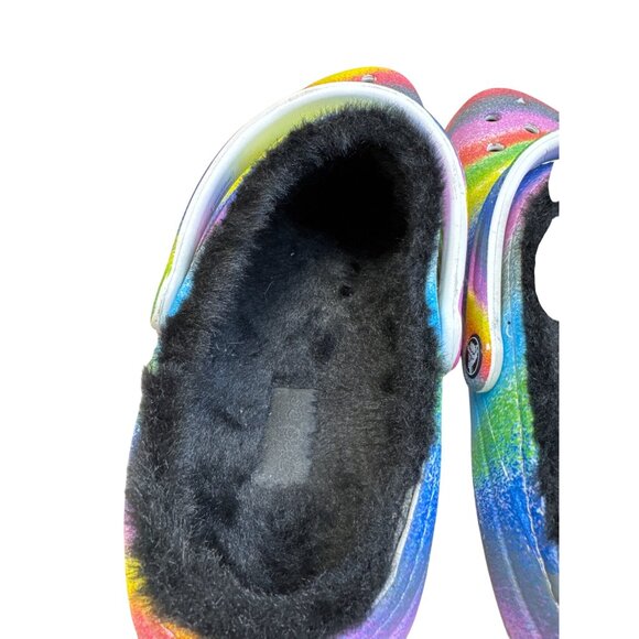 Crocs Rainbow Tie-Dye Fur Lined Clogs slip on shoes size 12 SKU8127 - Picture 7 of 9